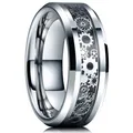 Bague incrustée en fibre de carbone Dragon celtique pour homme bague en acier inoxydable roue