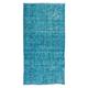 Handmade Vintage Turkish Wool Accent Rug Over-Dyed in Teal, Ideal 4 Modern Interiors. 3x6 Ft, BTEK0564