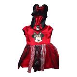 Disney Dresses | Disney Mini Mouse Girls Hooded Dress. Size 4/5, Red And Black. | Color: Black/Red | Size: 5g