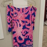 Lilly Pulitzer Dresses | Lilly Pulitzer Off The Shoulder Dress, Xs | Color: Blue/Pink | Size: Xs