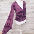 American Eagle Outfitters Tops | American Eagle Aeo Soft And Sexy Purple Tie Dye Bell Flare Sleeve Top | Color: Purple | Size: Xs