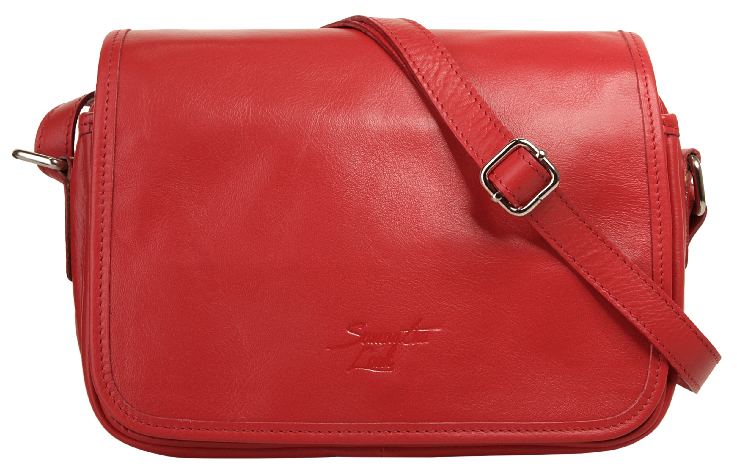 Umhängetasche SAMANTHA LOOK, Damen, Gr. B/H/T: 25cm x 20cm x 6cm onesize, rot, Leder, beschichtet, glänzend, Taschen, echt Leder, Made in Italy Image