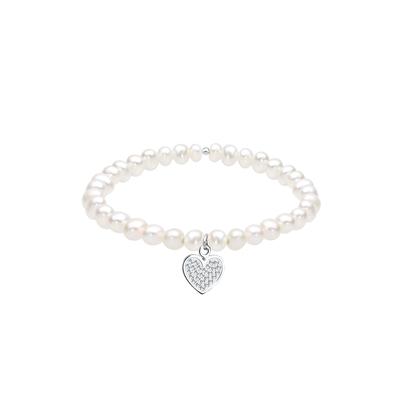 Elli - Herz Perle Kristalle 925 Silber Armbänder & Armreife Damen