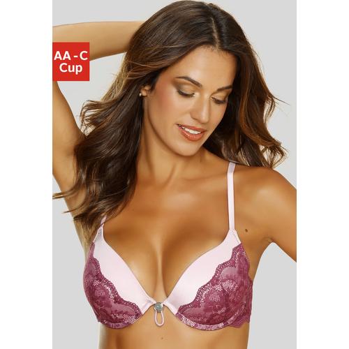 Push-up-BH LASCANA Gr. 70, Cup C, lila (lila, mauve) Damen BHs BH Hochzeitsdessous Hochzeitswäsche Push-up-BH Spitzenwäsche Bügel-BH Schalen-BH Spitzen-BH Dirndl-BH Trachtenwäsche mit verstellbarer vorderer Mitte, Dessous