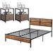 Modern 3 Piece Bedroom Set with Platform Bed Frame and Nightstand