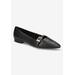 Wide Width Women's Evanna Flats by Bella Vita in Black Leather (Size 7 1/2 W)