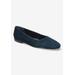 Wide Width Women's Kimiko Flats by Bella Vita in Navy Suede Leather (Size 9 W)