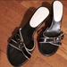 Coach Shoes | Coach Landis Leather Sandals Kitten Heels Size 9 | Color: Black/White | Size: 9