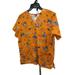 Disney Tops | Disney Womens Halloween Scrub Top Adult M Orange Eeyore From Winnie The Pooh | Color: Black/Orange | Size: M