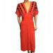 Free People Dresses | Free People Love To Love You Midi Embroidered Button Down Dress, Size Xs | Color: Black/Orange | Size: Xs