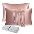 DISANGNI 100% Natural Mulberry Silk Pillow case for Hair and Skin with Hidden Zipper 22 Momme Both Sides Real Silk Pillow Case (2pc 50x90cm, Pink)