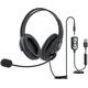 TINGDA USB Headset & 3.5 mm Computer Headset, Stereo Sound Lightweight Headphones with Noise Cancelling Microphone, Phone Headset for Skype, Teamspeak, Webinar, PC, Mobile Phone, Inline Volume Control