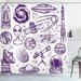 East Urban Home Enye Outer Space Minimalist Space Graphic Satellite Orbit Radar Saturn Telescope Space Shower Curtain Set | 70 H x 69 W in | Wayfair