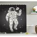 East Urban Home Enye Outer Space Pop Art Astronaut Saluting w/ Speech Bubble Comet Adventure Traveler Shower Curtain Set | 70 H x 69 W in | Wayfair