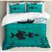 East Urban Home Fishing Single in Boat Luring w/ Bobbins Nautical Marine Sea Nature Funky Image Duvet Cover Set Microfiber in Green | King | Wayfair