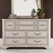 Traditional 8 Drawer Dresser In Porcelain White Finish w/ Churchill Brown Tops - Liberty Furniture 455W-BR31