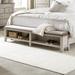 Farmhouse King Uph Bench Footboard In Weathered Linen Finish w/ Dusty Taupe Tops - Liberty Furniture 457-BR16FS