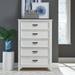 Cottage 5 Drawer Chest In Wirebrushed White Finish w/ Charcoal Tops - Liberty Furniture 417-BR40