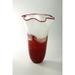 11” Red Glass Flower Vase Tabletop Decoration