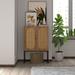 Natural rattan 2 Door High Cabinet with Adjustable Shelf, Free Standing Cabinet for Living Room Bedroom