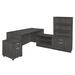 Regency Legacy Hi-Low L Desk w/ Open Hutch & Single Mobile Pedestal Wood in Black | 56 H x 66 W x 75 D in | Wayfair LLDLCMPH6630CH