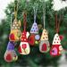 The Holiday Aisle® Wool Felt Hanging Figurine Ornament Fabric in Brown/Gray/Red | 4.3 H x 2.8 W x 1.4 D in | Wayfair