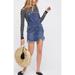 Free People Dresses | Free People Torn Up Jumper Blue Denim Overall Dress Size 0 | Color: Blue | Size: 0