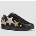 Coach Shoes | Coach Star Patch Black Leather Lace Up Sneakers | Color: Black | Size: 7