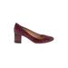 J.Crew Heels: Slip-on Chunky Heel Classic Burgundy Solid Shoes - Women's Size 9 1/2 - Closed Toe