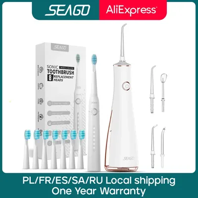 Seago – hydropulseur Portable avec sac de voyage brosse à dents électrique chargeur USB 5 buses