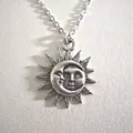 Collier Soleil et Lune Couleur Argent pour Femme et Homme Charme Céleste Dainty Love Chia Ship