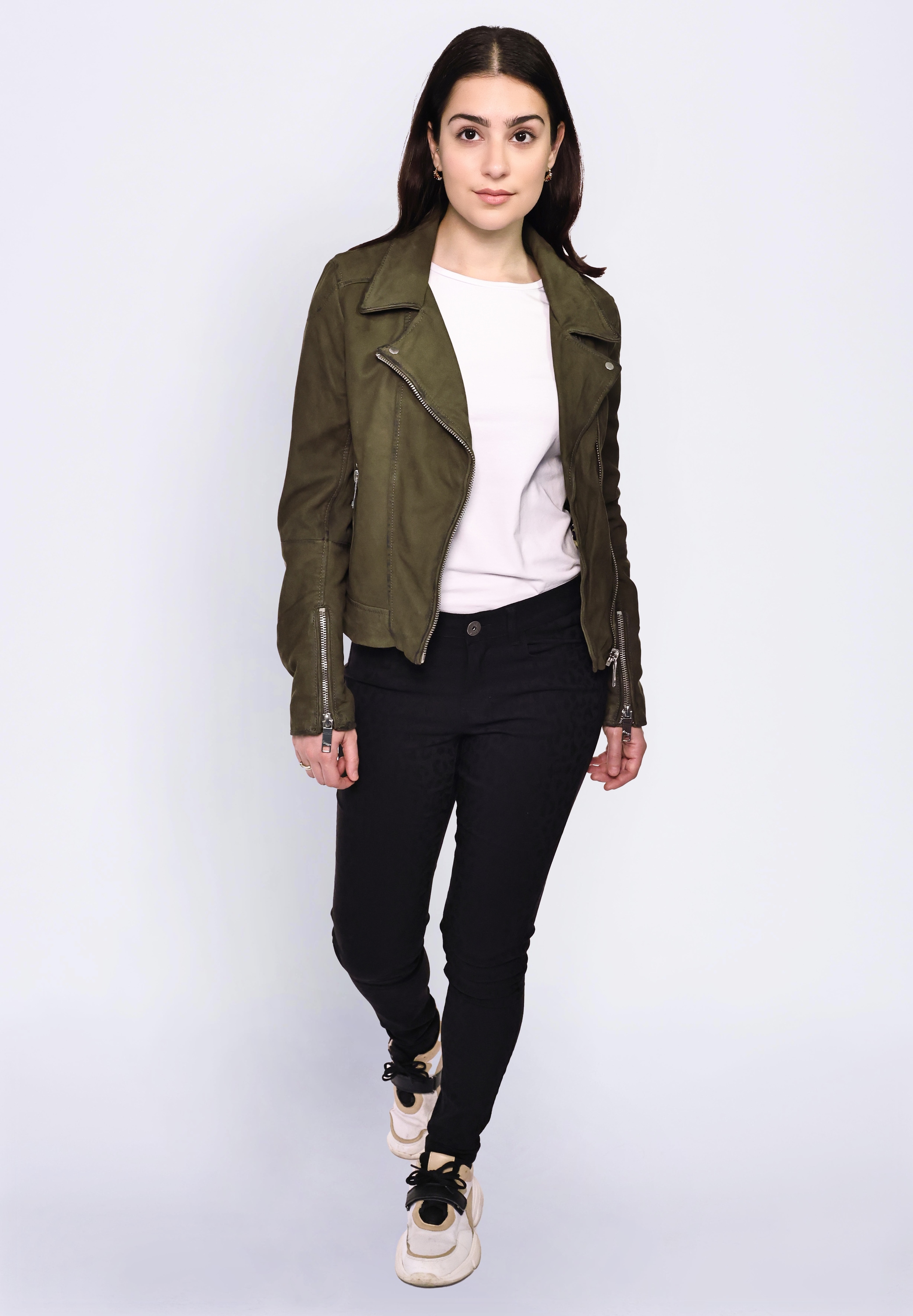 Lederjacke MAZE "Romie", Damen, Gr. XL, grün (olive), Obermaterial: 100% Lammleder; Futter: 100% Polyester, Jacken