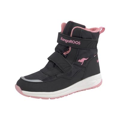 Winterstiefel KANGAROOS "KP-Nala V Roostex", Damen, Gr. 35, schwarz (schwarz, rosa), Synthetik, Textil, sportlich, Schuhe, Snowboots, Winterboots, Winterschuhe, wasserdicht mit Klettverschluss