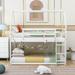 Modern Simple Style White Twin over Twin Low Bunk Bed House Bed with Ladder and Sturdy Wood Construction Suitable for Bedroom