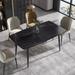 71" Modern Dining Table,Sintered Stone Tabletop and Solid Black Carbon Steel Base