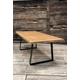 Contemporary Steel and Rough Hewn Pine Trestle Dining Kitchen Table 2.1m x 1.0m, Wide Planked, Powder Coated Legs, Refectory Style