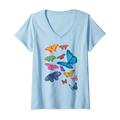Damen Bunte Schmetterlinge Gartenarbeit Damen Schmetterling T-Shirt mit V-Ausschnitt