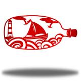 Longshore Tides Amartya Ship In A Bottle Wall Art Décor Metal in Red/White | 16.75 H x 36 W x 0.0125 D in | Wayfair