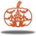 The Holiday Aisle® Dhiman Spooky House Pumpkin Halloween Wall Art Décor Metal in Orange | 24 H x 24 W x 0.013 D in | Wayfair