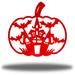 The Holiday Aisle® Dhiman Spooky House Pumpkin Halloween Wall Art Décor Metal in Red | 18 H x 18 W x 0.013 D in | Wayfair