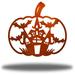 The Holiday Aisle® Dhiman Spooky House Pumpkin Halloween Wall Art Décor Metal in White/Brown | 36 H x 36 W x 0.013 D in | Wayfair