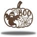 The Holiday Aisle® Dusan Boo Pumpkin Halloween Wall Art Décor Metal in White/Brown | 36 H x 36 W x 0.013 D in | Wayfair