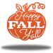 Rosalind Wheeler Anansa Happy Fall Y"all Pumpkin Halloween Wall Art Décor Metal in Orange/White | 36 H x 36 W x 0.013 D in | Wayfair