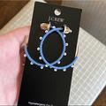 J. Crew Jewelry | New J.Crew Blue & White Beaded Hoop Earrings | Color: Blue/White | Size: 1 3/4”