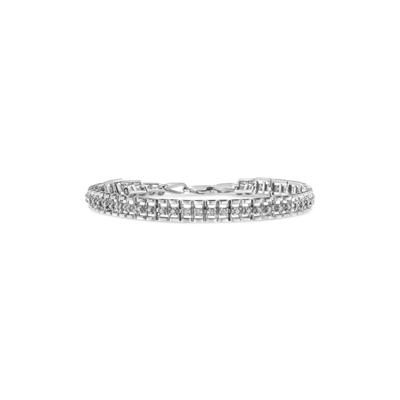 Women's Sterling Silver 1.0 Cttw Diamond Double Link Tennis Bracelet by Haus of Brilliance in White