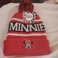 Disney Accessories | Disney "Minnie" Mouse Beanie Hat With Fringe Puff On Top Red Black White Pom Pom | Color: Black/Red | Size: Os
