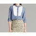 Kate Spade New York Tops | Kate Spade New York Chambray White Tuxedo Button Front Shirt Blouse Size 10 | Color: Blue | Size: 10