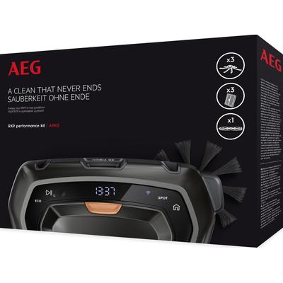 AEG Saugroboter Zubehör-Set "ARK2 PerformanceKit" Staubsaugerdüsen mit Bürstenrolle, 3 Seitenbürsten + 3 XXL Filter bunt (schwarz/rot/weiß)