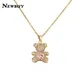 JOLovely-Collier pendentif ours pour femme 4 couleurs or rose blanc forme de coeur bijoux de