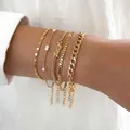 Ensemble de bracelets en chaîne tendance pour femmes lettres d'ange or argent chaîne à maillons